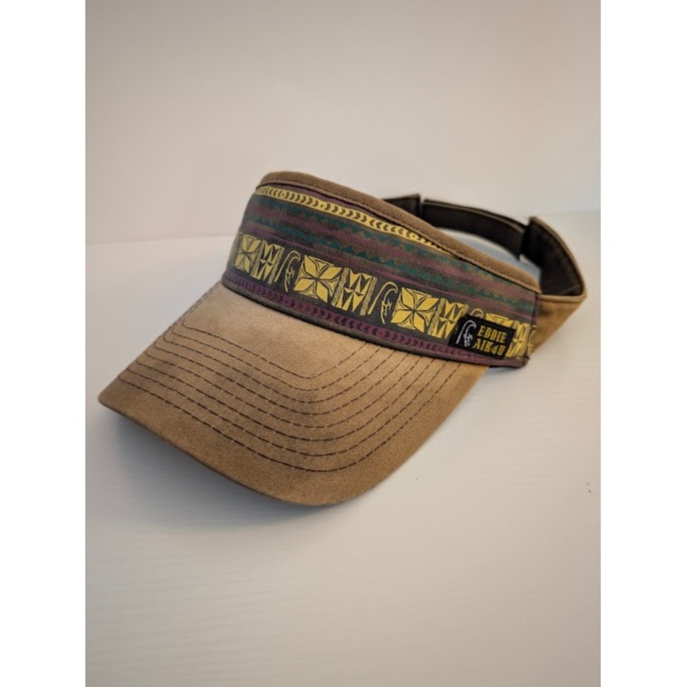 Quiksilver Eddie Aikau Visor Mens OS Brown Tribal Print Eddie Would Go Graphic